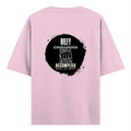 Oversized Classic T-Shirt | Unisex Relaxed Fit | 100% Super-Combed Cotton | Pre-Shrunk, Double-Stitched | Adults | Personalized | Typography | Courage | Ambition | Self-purchase | Empowering | Courage To Conquer - back - Light Baby Pink - mockup 2