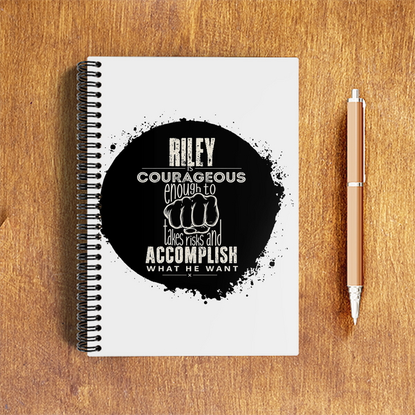 A5 Notepad | 120 Pages, Ruled/Unruled | 70 GSM Natural Shade Paper, 300 GSM Cover | Wire Bound | Everyday Use | Personalized | Typography | Courage | Ambition | Self-purchase | Empowering | Courage To Conquer - front - White - mockup 1
