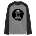 Male Raglan T-Shirt | Men's Regular Fit | 180 GSM Bio-Washed Fabric | Double Stitched, Ribbed Neck | Personalized | Typography | Courage | Ambition | Self-purchase | Empowering | Courage To Conquer - front - mockup 1