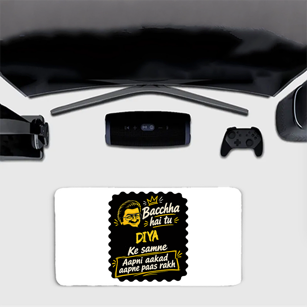 Gaming Pad | Extended Sizes 60x30cm & 80x33cm | 3mm Thick Skid-Proof Base | Smooth Control & Fade-Proof | Unisex | Personalized | Bold Graphic | Pop Culture | Celebrity | Everyday | Assertive | Bacchha Hai Tu - front_80x33cm - mockup 1