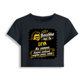 Female Baby Tee | Cropped Fit | Cotton Spandex Blend | Stretchy & Breathable | Women | Personalized | Bold Graphic | Pop Culture | Celebrity | Everyday | Assertive | Bacchha Hai Tu - front - Navy Blue - mockup 1
