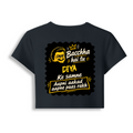Female Baby Tee | Cropped Fit | Cotton Spandex Blend | Stretchy & Breathable | Women | Personalized | Bold Graphic | Pop Culture | Celebrity | Everyday | Assertive | Bacchha Hai Tu - back - Navy Blue - mockup 2
