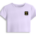 Female Baby Tee | Cropped Fit | Cotton Spandex Blend | Stretchy & Breathable | Women | Personalized | Bold Graphic | Pop Culture | Celebrity | Everyday | Assertive | Bacchha Hai Tu - left pocket - Lavender - mockup 3