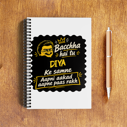 A5 Notepad | 120 Pages, Ruled/Unruled | 70 GSM Natural Shade Paper, 300 GSM Cover | Wire Bound | Everyday Use | Personalized | Bold Graphic | Pop Culture | Celebrity | Everyday | Assertive | Bacchha Hai Tu - front - White - mockup 1