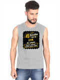 Male Sleeveless T-Shirt | Regular Fit Men | 180 GSM Bio-Washed Cotton Blend | Pre-Shrunk, Double-Stitched | Personalized | Bold Graphic | Pop Culture | Celebrity | Everyday | Assertive | Bacchha Hai Tu - front - Grey Melange - mockup 1