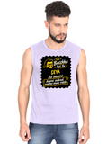 Male Sleeveless T-Shirt | Regular Fit Men | 180 GSM Bio-Washed Cotton Blend | Pre-Shrunk, Double-Stitched | Personalized | Bold Graphic | Pop Culture | Celebrity | Everyday | Assertive | Bacchha Hai Tu - front - Lavender - mockup 1