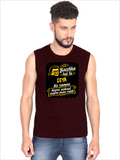 Male Sleeveless T-Shirt | Regular Fit Men | 180 GSM Bio-Washed Cotton Blend | Pre-Shrunk, Double-Stitched | Personalized | Bold Graphic | Pop Culture | Celebrity | Everyday | Assertive | Bacchha Hai Tu - front - Maroon - mockup 1