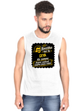 Male Sleeveless T-Shirt | Regular Fit Men | 180 GSM Bio-Washed Cotton Blend | Pre-Shrunk, Double-Stitched | Personalized | Bold Graphic | Pop Culture | Celebrity | Everyday | Assertive | Bacchha Hai Tu - front - White - mockup 1
