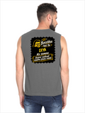 Male Sleeveless T-Shirt | Regular Fit Men | 180 GSM Bio-Washed Cotton Blend | Pre-Shrunk, Double-Stitched | Personalized | Bold Graphic | Pop Culture | Celebrity | Everyday | Assertive | Bacchha Hai Tu - back - Charcoal Melange - mockup 2
