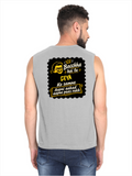 Male Sleeveless T-Shirt | Regular Fit Men | 180 GSM Bio-Washed Cotton Blend | Pre-Shrunk, Double-Stitched | Personalized | Bold Graphic | Pop Culture | Celebrity | Everyday | Assertive | Bacchha Hai Tu - back - Grey Melange - mockup 2