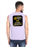 Male Sleeveless T-Shirt | Regular Fit Men | 180 GSM Bio-Washed Cotton Blend | Pre-Shrunk, Double-Stitched | Personalized | Bold Graphic | Pop Culture | Celebrity | Everyday | Assertive | Bacchha Hai Tu - back - Lavender - mockup 2