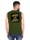 Male Sleeveless T-Shirt | Regular Fit Men | 180 GSM Bio-Washed Cotton Blend | Pre-Shrunk, Double-Stitched | Personalized | Bold Graphic | Pop Culture | Celebrity | Everyday | Assertive | Bacchha Hai Tu - back - Olive Green - mockup 2