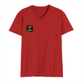 Men's V-Neck T-Shirt | Regular Fit | 180 GSM Bio-Washed Cotton | Durable Double-Stitched Seams | Everyday Wear | Personalized | Bold Graphic | Pop Culture | Celebrity | Everyday | Assertive | Bacchha Hai Tu - right pocket - Red - mockup 4