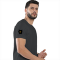 Male Classic Crew T-Shirt | Men's Regular Fit | 180 GSM Bio-Washed Cotton | Pre-Shrunk, Double-Stitched | Personalized | Typography | Travel | Everyday | Confident | Verified Travel Paglu - right sleeve - Steel Grey - mockup 6