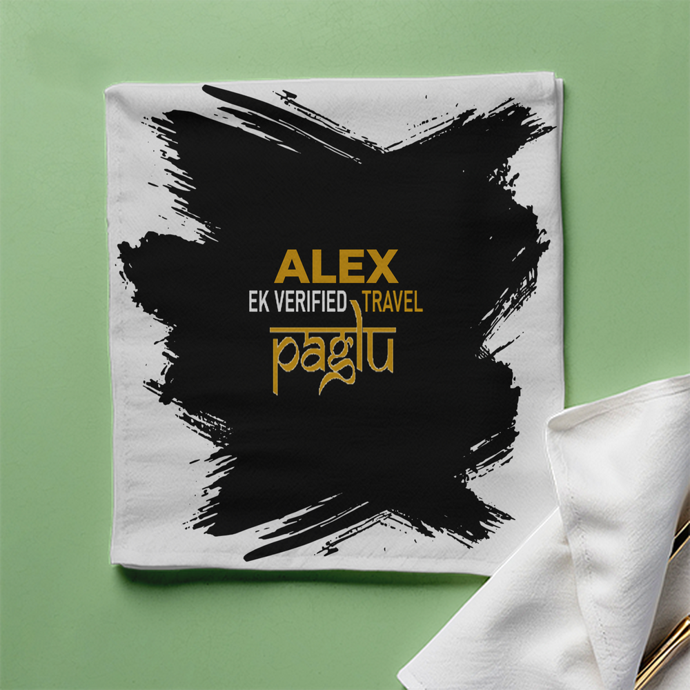 Cloth Napkin | Standard Dining Size | 100% Polyester | Soft, Durable, Hemmed | Unisex | Personalized | Typography | Travel | Everyday | Confident | Verified Travel Paglu - front - White - mockup 1