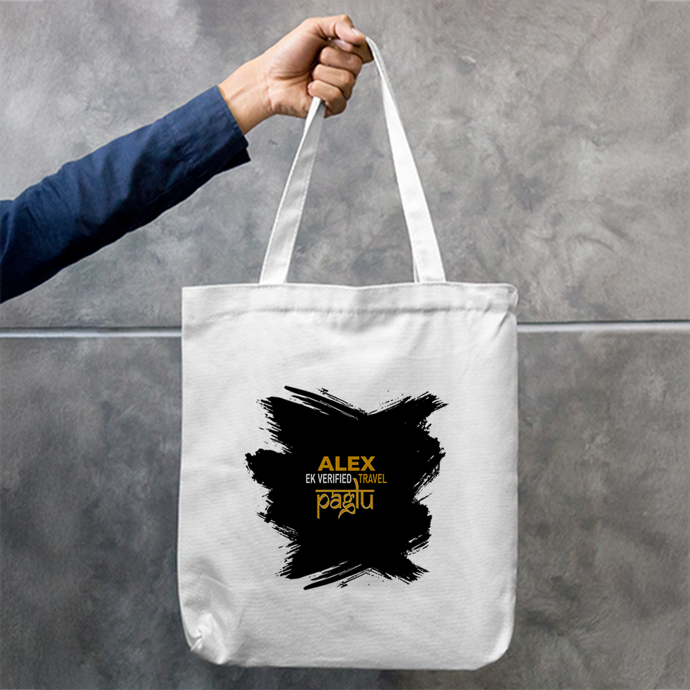 Tote Bag Zipper | Unisex | 100% Cotton Canvas | Zipper Closure, Long Handles | Everyday Use | Personalized | Typography | Travel | Everyday | Confident | Verified Travel Paglu - front - mockup 1