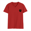 Men's V-Neck T-Shirt | Regular Fit | 180 GSM Bio-Washed Cotton | Durable Double-Stitched Seams | Everyday Wear | Personalized | Typography | Travel | Everyday | Confident | Verified Travel Paglu - left pocket - Red - mockup 3