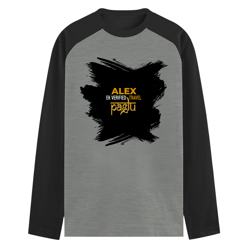 Male Raglan T-Shirt | Men's Regular Fit | 180 GSM Bio-Washed Fabric | Double Stitched, Ribbed Neck | Personalized | Typography | Travel | Everyday | Confident | Verified Travel Paglu - front - mockup 1