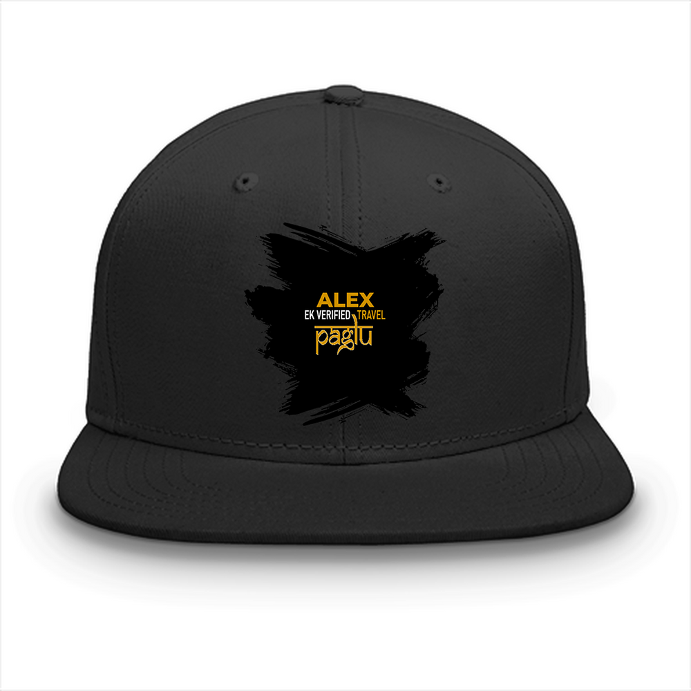 Classic Snapback Cap | Adjustable Fit, One Size | Heavy Cotton | Structured, Flat Brim | Unisex Adult | Personalized | Typography | Travel | Everyday | Confident | Verified Travel Paglu - front - Black - mockup 1