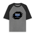 Unisex Oversized Raglan T-Shirt | Relaxed Fit | 180 GSM Bio-Washed Cotton | Two-Tone Design | Soft Comfort | Personalized | Typography | Intelligence | Humor | Everyday | Humorous | Brains Are Awesome - front - mockup 1