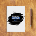Sketchbook | A5 Size | 140 GSM Paper | Spiral Bound | Unisex | Personalized | Typography | Intelligence | Humor | Everyday | Humorous | Brains Are Awesome - back - White - mockup 2