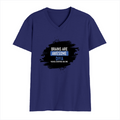 Men's V-Neck T-Shirt | Regular Fit | 180 GSM Bio-Washed Cotton | Durable Double-Stitched Seams | Everyday Wear | Personalized | Typography | Intelligence | Humor | Everyday | Humorous | Brains Are Awesome - front - Royal Blue - mockup 1