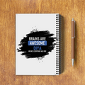 A5 Notepad | 120 Pages, Ruled/Unruled | 70 GSM Natural Shade Paper, 300 GSM Cover | Wire Bound | Everyday Use | Personalized | Typography | Intelligence | Humor | Everyday | Humorous | Brains Are Awesome - back - White - mockup 2