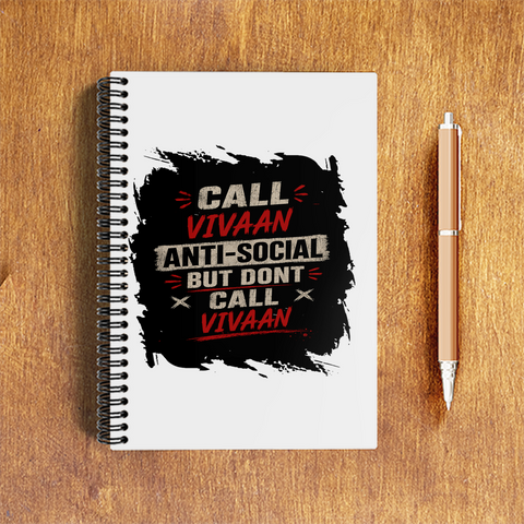 A5 Notepad | 120 Pages, Ruled/Unruled | 70 GSM Natural Shade Paper, 300 GSM Cover | Wire Bound | Everyday Use | Personalized | Typography | Self-description | Everyday | Assertive | Anti-Social By Choice - front - White - mockup 1