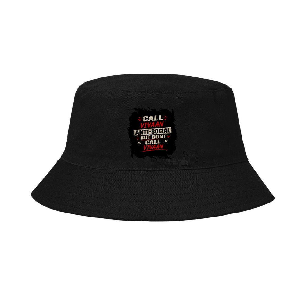 Classic Bucket Hat | Unisex Fit | Heavy Cotton | Sun Protection, Comfortable | Men & Women | Personalized | Typography | Self-description | Everyday | Assertive | Anti-Social By Choice - front - Black - mockup 1