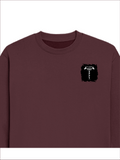 Oversized Sweatshirt | Relaxed Fit Unisex | 90% Cotton 10% Polyester 400 GSM | Pre-Shrunk Drop Shoulder | Unisex | Personalized | Typography | Happiness | Positivity | Everyday | Positive | Always Happy - left pocket - Maroon - mockup 3