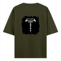 Oversized Classic T-Shirt | Unisex Relaxed Fit | 100% Super-Combed Cotton | Pre-Shrunk, Double-Stitched | Adults | Personalized | Typography | Happiness | Positivity | Everyday | Positive | Always Happy - back - Olive Green - mockup 2