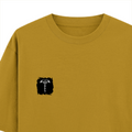 Oversized Classic T-Shirt | Unisex Relaxed Fit | 100% Super-Combed Cotton | Pre-Shrunk, Double-Stitched | Adults | Personalized | Typography | Happiness | Positivity | Everyday | Positive | Always Happy - left pocket - Mustard Yellow - mockup 3