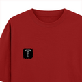 Oversized Classic T-Shirt | Unisex Relaxed Fit | 100% Super-Combed Cotton | Pre-Shrunk, Double-Stitched | Adults | Personalized | Typography | Happiness | Positivity | Everyday | Positive | Always Happy - left pocket - Red - mockup 3