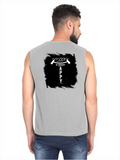 Male Sleeveless T-Shirt | Regular Fit Men | 180 GSM Bio-Washed Cotton Blend | Pre-Shrunk, Double-Stitched | Personalized | Typography | Happiness | Positivity | Everyday | Positive | Always Happy - back - Grey Melange - mockup 2