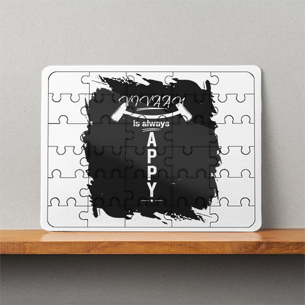 MDF Wooden Puzzle | 6x8 Inch 30 Pieces | Glossy Finish | Durable, Waterproof | Kids & Adults | Personalized | Typography | Happiness | Positivity | Everyday | Positive | Always Happy - front - White - mockup 1