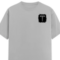Male Classic Crew T-Shirt | Men's Regular Fit | 180 GSM Bio-Washed Cotton | Pre-Shrunk, Double-Stitched | Personalized | Typography | Happiness | Positivity | Everyday | Positive | Always Happy - left pocket - Grey Melange - mockup 3