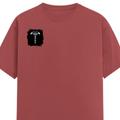Male Classic Crew T-Shirt | Men's Regular Fit | 180 GSM Bio-Washed Cotton | Pre-Shrunk, Double-Stitched | Personalized | Typography | Happiness | Positivity | Everyday | Positive | Always Happy - right pocket - Coral - mockup 4