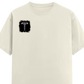 Male Classic Crew T-Shirt | Men's Regular Fit | 180 GSM Bio-Washed Cotton | Pre-Shrunk, Double-Stitched | Personalized | Typography | Happiness | Positivity | Everyday | Positive | Always Happy - right pocket - Off White - mockup 4