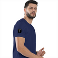 Male Classic Crew T-Shirt | Men's Regular Fit | 180 GSM Bio-Washed Cotton | Pre-Shrunk, Double-Stitched | Personalized | Typography | Happiness | Positivity | Everyday | Positive | Always Happy - right sleeve - Royal Blue - mockup 6