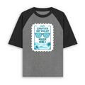 Unisex Oversized Raglan T-Shirt | Relaxed Fit | 180 GSM Bio-Washed Cotton | Two-Tone Design | Soft Comfort | Personalized | Typography | Vacation | Beach | Everyday | Humorous | Vacation Mode On - front - mockup 1
