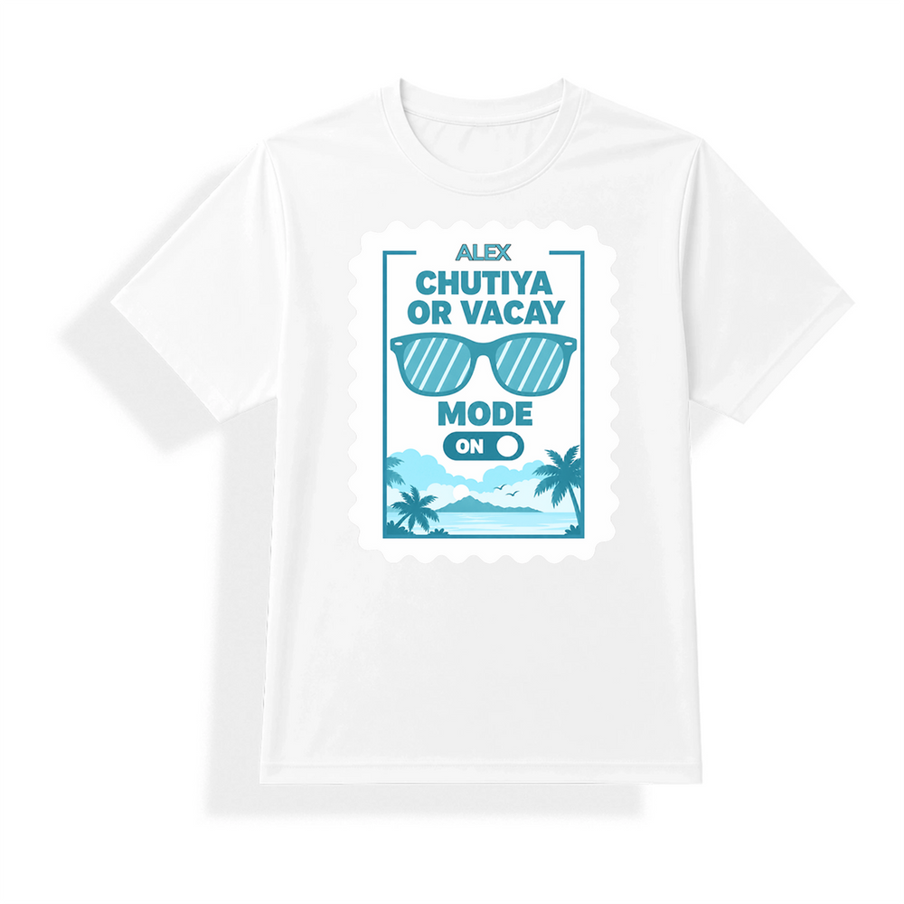 Unisex Dry Fit T-Shirt | Regular Fit | Micro Polyester | Quick-Dry Wrinkle Resistant | Adult | Personalized | Typography | Vacation | Beach | Everyday | Humorous | Vacation Mode On - front - mockup 1
