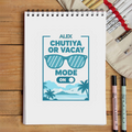Sketchbook | A5 Size | 140 GSM Paper | Spiral Bound | Unisex | Personalized | Typography | Vacation | Beach | Everyday | Humorous | Vacation Mode On - front - White - mockup 1