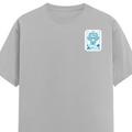 Female Classic Crew T-Shirt | Regular Fit | 180 GSM Bio-Washed Cotton Blend | Pre-Shrunk, Double-Stitched | Women | Personalized | Typography | Vacation | Beach | Everyday | Humorous | Vacation Mode On - left pocket - Grey Melange - mockup 3