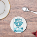 Coasters | 3mm MDF Board | Super Glossy Finish, Durable | Unisex | Personalized | Typography | Vacation | Beach | Everyday | Humorous | Vacation Mode On - front - White - mockup 1