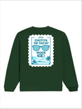 Oversized Sweatshirt | Relaxed Fit Unisex | 90% Cotton 10% Polyester 400 GSM | Pre-Shrunk Drop Shoulder | Unisex | Personalized | Typography | Vacation | Beach | Everyday | Humorous | Vacation Mode On - back - Bottle Green - mockup 2