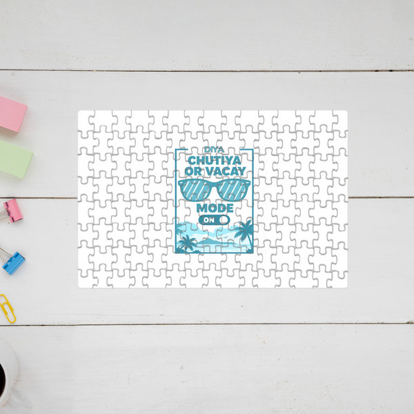Jigsaw Puzzle | 120 Pieces A4 Size | Recycled Paper Semi-Glossy Finish | Fade-Proof Engaging Entertainment | Unisex | Personalized | Typography | Vacation | Beach | Everyday | Humorous | Vacation Mode On