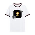 Ringer T-Shirt | Unisex Fit | 100% Cotton | Bio-Washed, Pre-Shrunk, Rib Neck | Adults | Personalized | Bold Graphic | Abstract Design | Everyday | Expressive | The Golden N - front - Maroon off white - mockup 1
