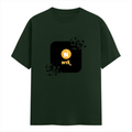 Male Classic Crew T-Shirt | Men's Regular Fit | 180 GSM Bio-Washed Cotton | Pre-Shrunk, Double-Stitched | Personalized | Bold Graphic | Abstract Design | Everyday | Expressive | The Golden N - front - Bottle Green - mockup 1