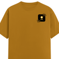 Male Classic Crew T-Shirt | Men's Regular Fit | 180 GSM Bio-Washed Cotton | Pre-Shrunk, Double-Stitched | Personalized | Bold Graphic | Abstract Design | Everyday | Expressive | The Golden N - left pocket - Mustard Yellow - mockup 3