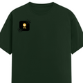 Male Classic Crew T-Shirt | Men's Regular Fit | 180 GSM Bio-Washed Cotton | Pre-Shrunk, Double-Stitched | Personalized | Bold Graphic | Abstract Design | Everyday | Expressive | The Golden N - right pocket - Bottle Green - mockup 4